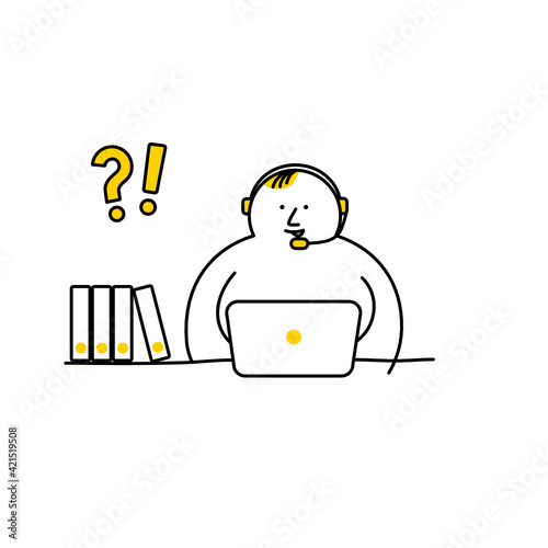 Illustration Vektor Icon des Kundendienstes, Call Center Hilfe, Fragen, Support und Kontakt Vektor Flat Line Set einfach zu bedienen und zu bearbeiten