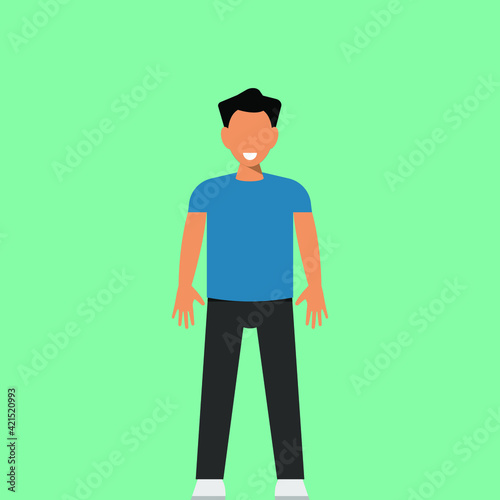 Image of a man. Man in the office. Green background. Vector illustration.