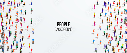 Large group of people on white background. People crowd concept. Vector illustration