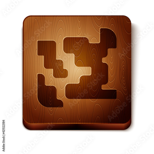 Brown Gaseous icon isolated on white background. Changing the state of matter in gas. Wooden square button. Vector