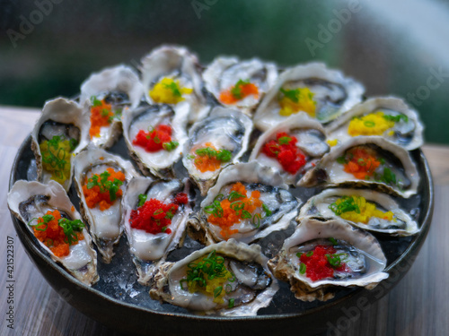 International Buffet - Raw oyster with tobiko