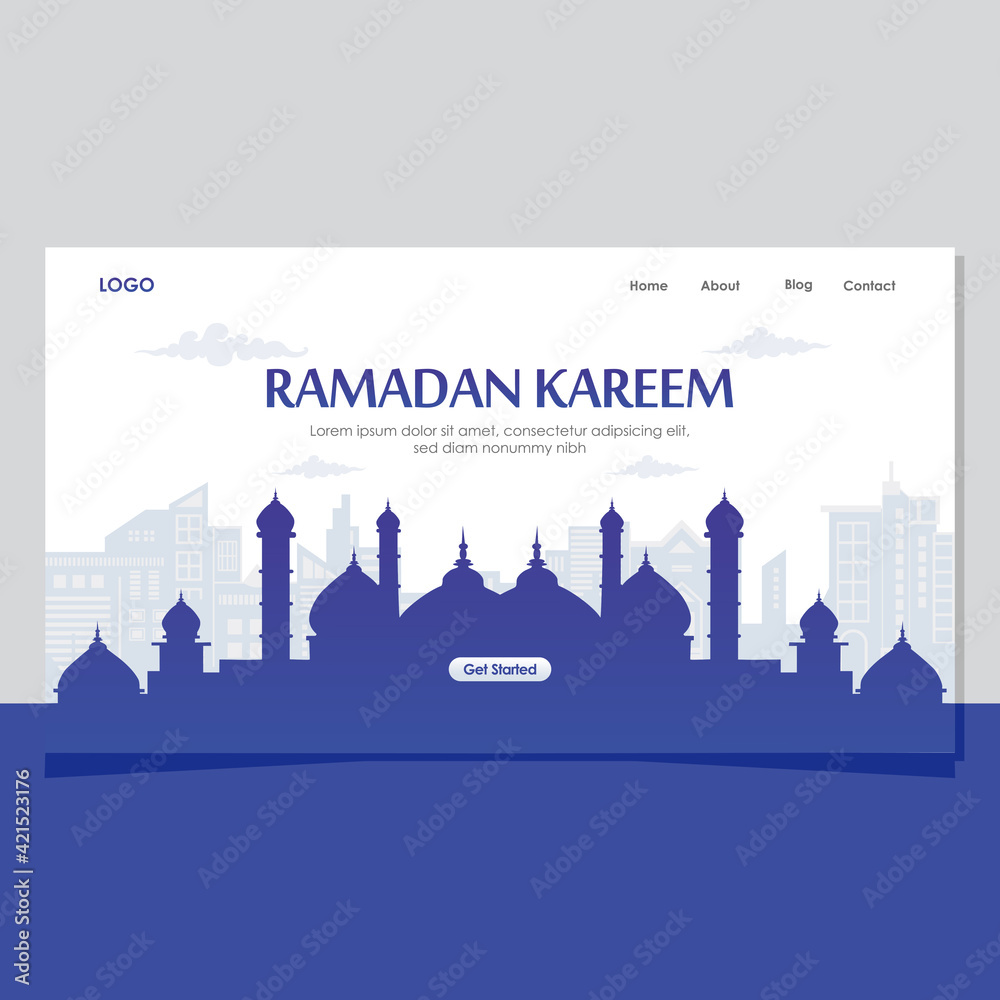 Ramadan Kareem greeting concept  for web landing page template, banner, presentation, social, and print media. islamic eid fitr or adha flat design vector illustration.