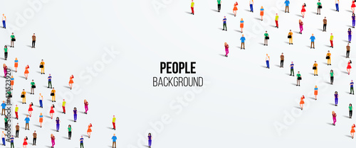 Large group of people on white background. People crowd concept. Vector illustration