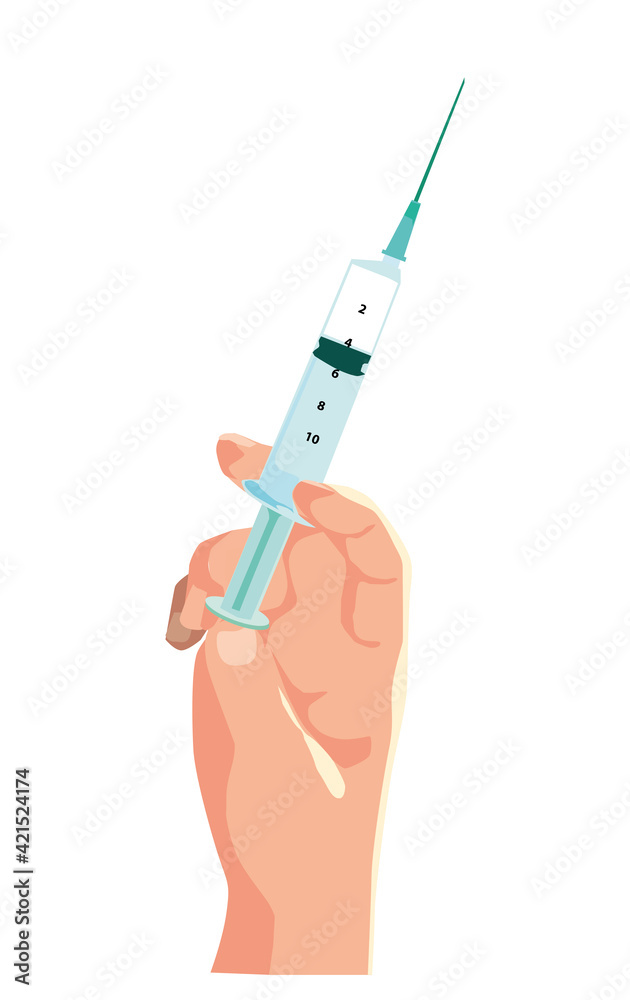 hand injecting, vector illustration, white background4 hand injecting, vector illustration, white background4