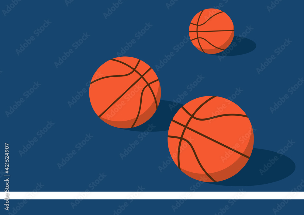 Basketball in court poster design. Basketball logo design.