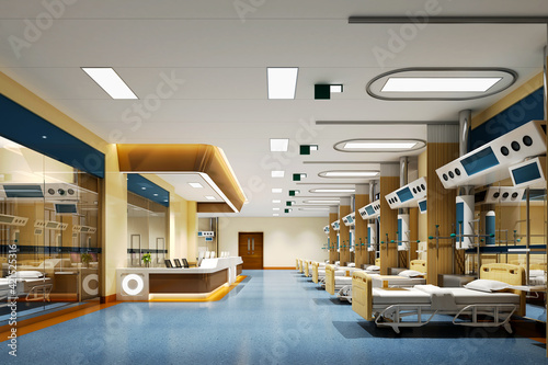 3d render of hospital interior, threatment and care room photo