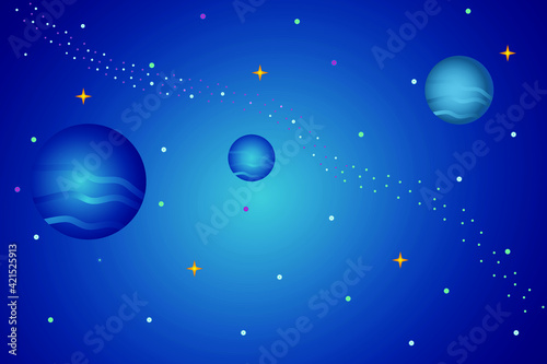 Abstract space nebula backgrounds galaxy gradient with planet and stars