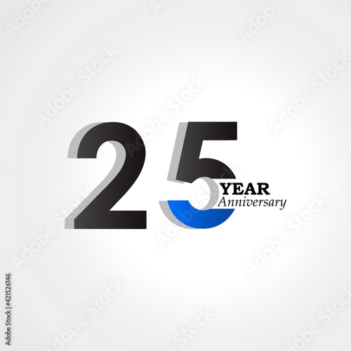 25 Years Anniversary Celebration Blue Color Vector Template Design Illustration