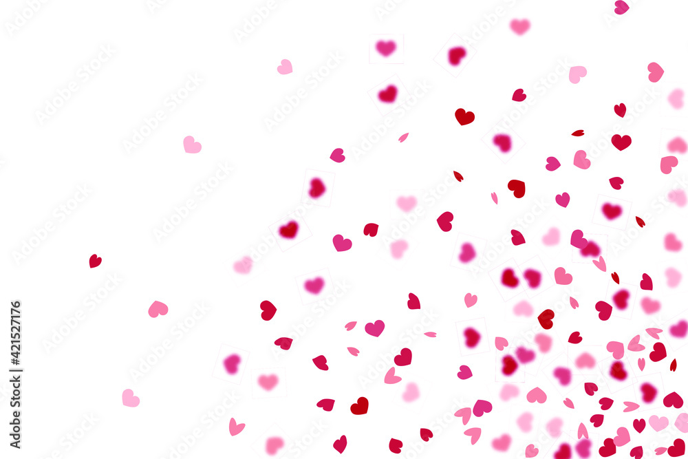 Heart Background.  Exploding Like Sign. Vector Template for Mother's Day Card. Empty Vintage Confetti Template. 8 March Banner with Flat Heart. Red Pink St Valentine Day Card with Classical Hearts.