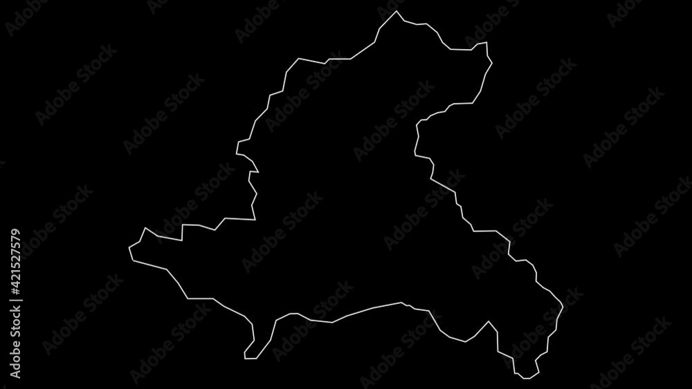 Xekong Laos province map outline animation Xekong Laos province map outline animation