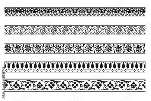 Set of decorative seamless ornamental border - Vector modular