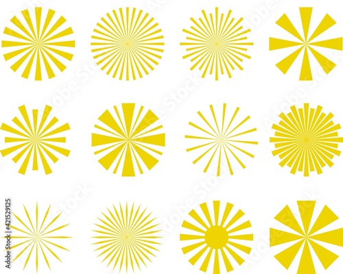 Collection of abstract sun rays. set of summer vector sunray illustration for design