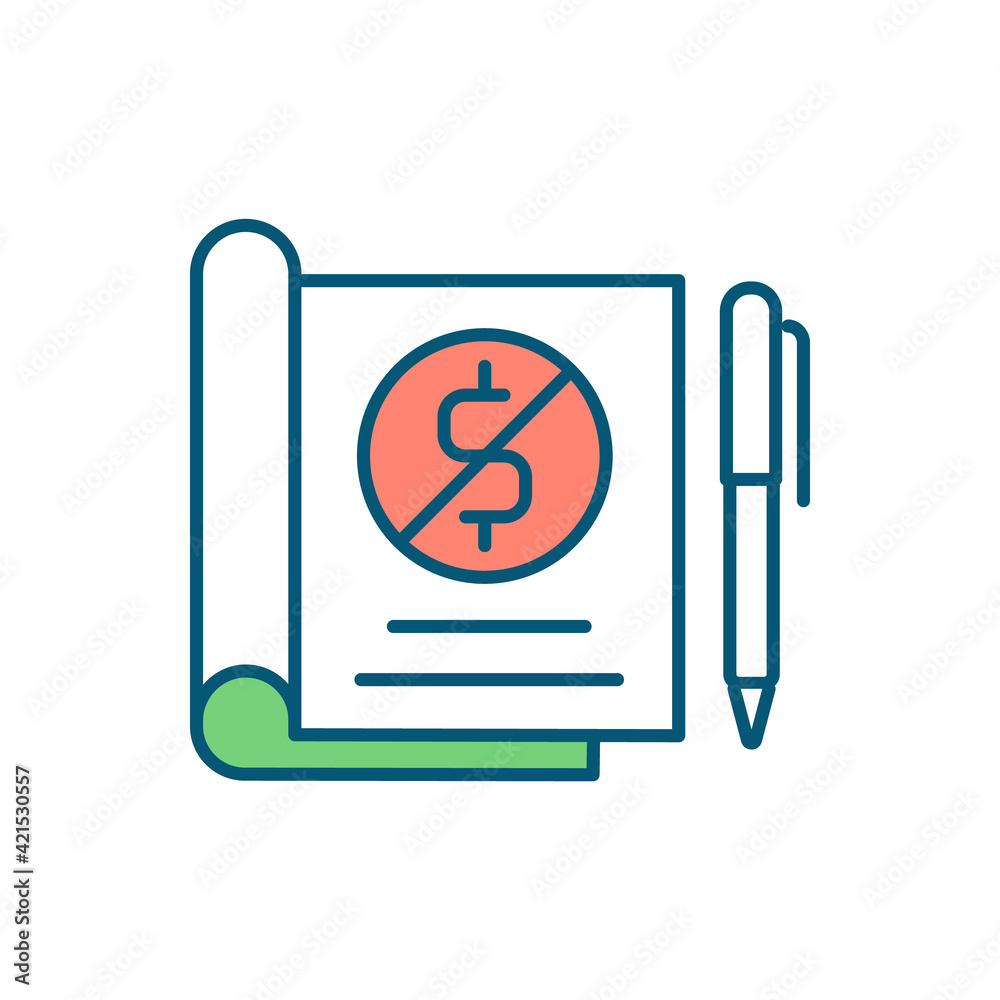 Bankruptcy petition RGB color icon. Refuse in taking credit. Company liquidation. Filing for bankruptcy. Financial information disclosing. Cash flow insolvency. Isolated vector illustration Bankruptcy petition RGB color icon. Refuse in taking credit. Company liquidation. Filing for bankruptcy. Financial information disclosing. Cash flow insolvency. Isolated vector illustration