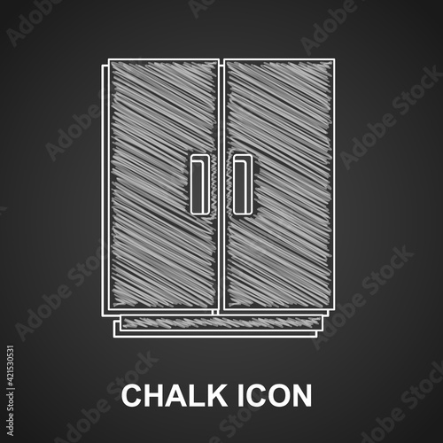 Chalk Wardrobe icon isolated on black background. Vector