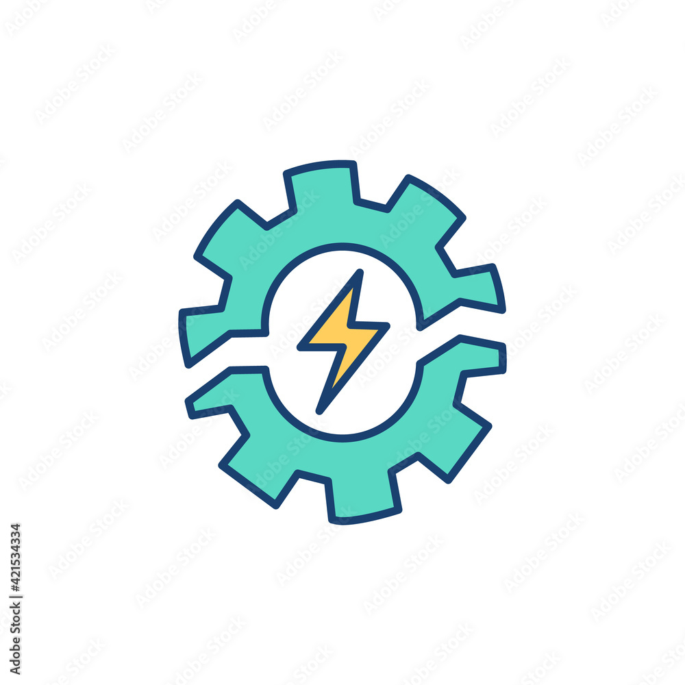 Energy resources RGB color icon. Power generation. Renewable and nonrenewable energy. Impact on environment. Conversion processes. Electricity and heat production. Isolated vector illustration Energy resources RGB color icon. Power generation. Renewable and nonrenewable energy. Impact on environment. Conversion processes. Electricity and heat production. Isolated vector illustration