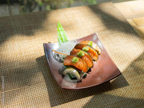 Japanese Menu - Salmon wrapped with Kombu seaweed