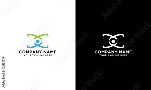 Abstract people logo design. Gym, fitness, running trainer vector 