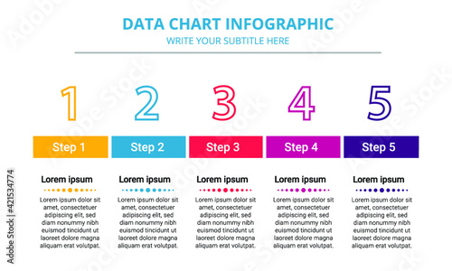 Colorful Chart Infograph Steps Template With Numbers