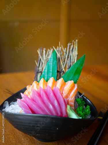 Japanese Menu - Sashimi Maguro and Salmon