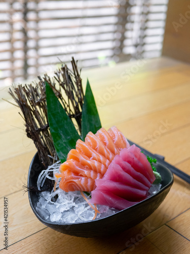 Japanese Menu - Sashimi Maguro and Salmon