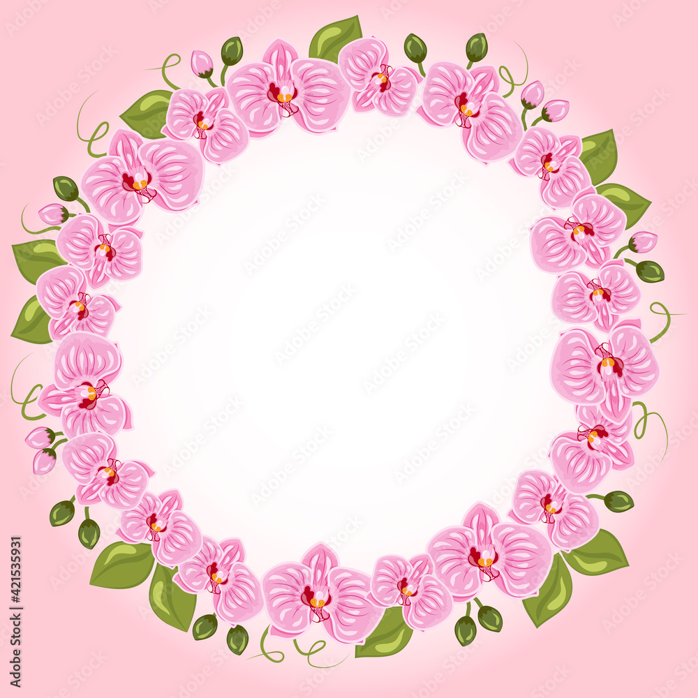round wreath of orchid flowers