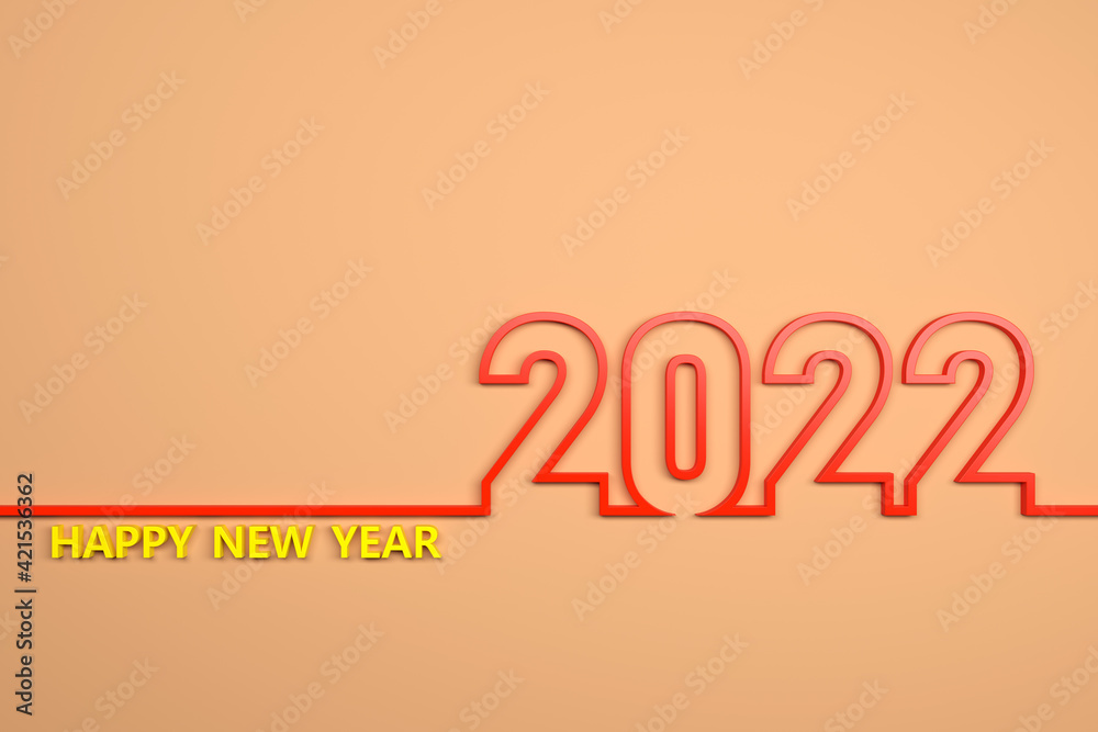 New Year 2022 Creative Design Concept - 3D Rendered Image	
