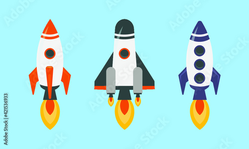 Colorful Rockets Set Illustration