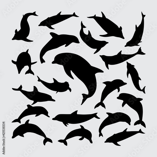 set of dolphin silhouette 