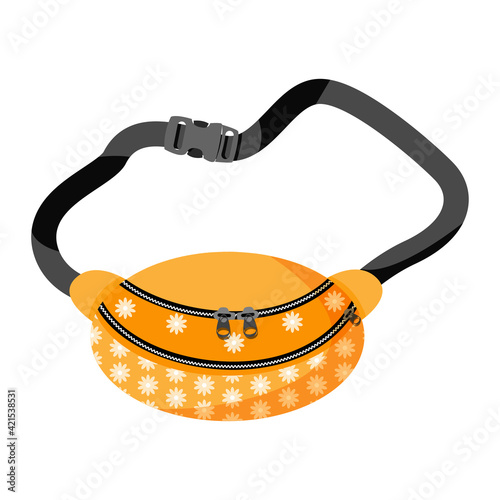 colorful fanny pack isolated on white background. Fashionable youth accessory- waist bag. vector flat cartoon illustration