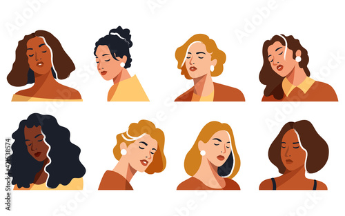 8 Vector Bold Woman Portraits Illustration