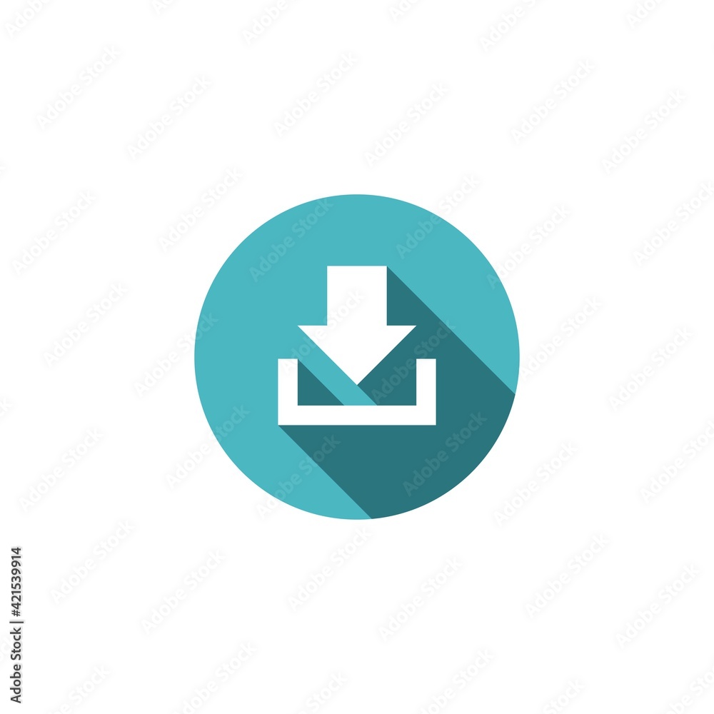 Download the aqua color icon, flat design, web buttons isolated on white background, vector illustration