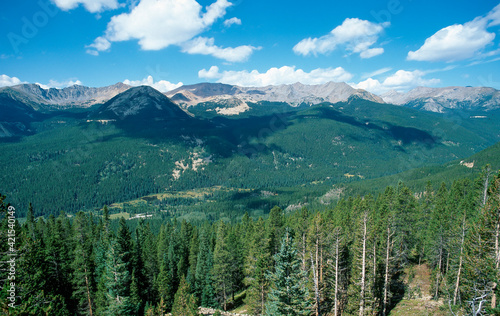 Valley view and mountains in the Rocky Mountains, Colorado