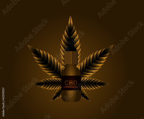 Cannabidiol CBD mockup design vector Gold Color