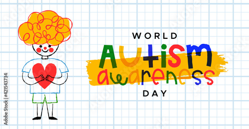 World Autism Awareness Day child love cartoon