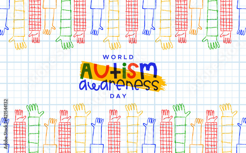 Autism Awareness Day kid hand cartoon card