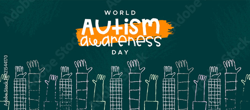 Autism Awareness Day kid hand cartoon banner