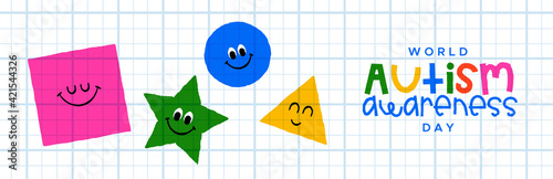 Autism Awareness Day geometric shape banner