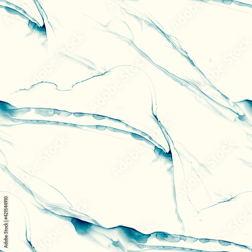 Alcohol blue ink seamless background. Mixing