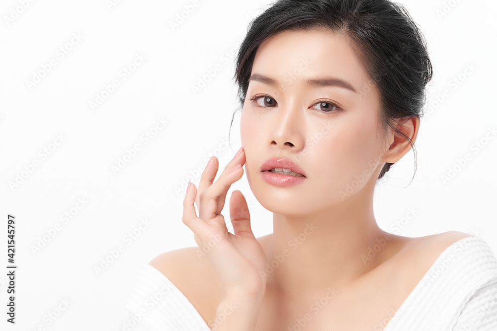 Beautiful young asian woman with clean fresh skin on white background, Face care, Facial treatment, Cosmetology, beauty and spa, Asian women portrait Beautiful young asian woman with clean fresh skin on white background, Face care, Facial treatment, Cosmetology, beauty and spa, Asian women portrait