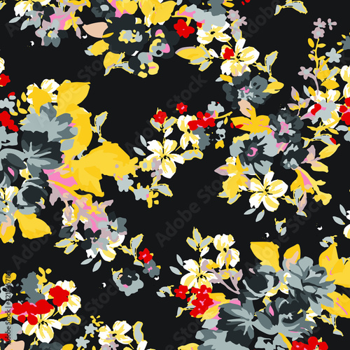 Floral seamless pattern. Hand drawn. For textile, wallpapers, print, wrapping paper. Vector stock illustration.