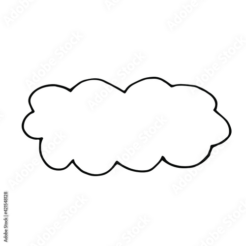 Doodle hand drawn cloud.Black and white illustration.Vector illustration.