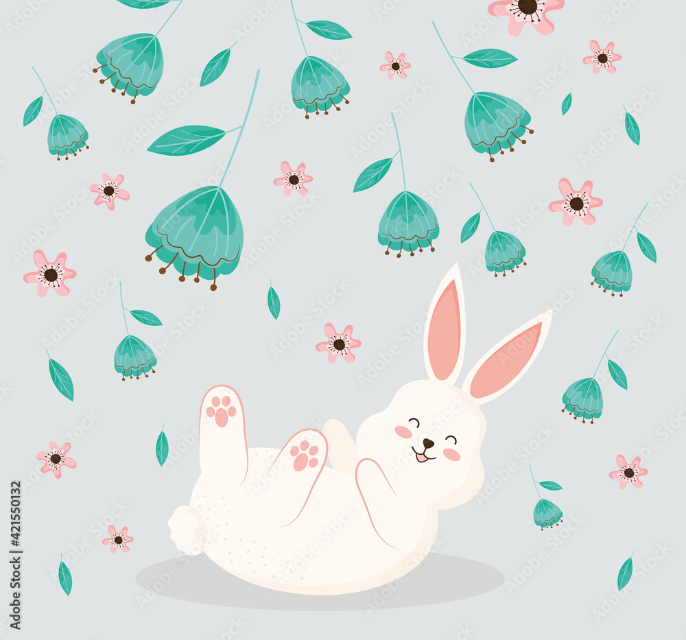 rabbit in flowers rabbit in flowers