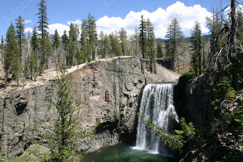 Rainbow Falls in Mammoth, California, Waterfall Valley, where the San Joaquin River Carves and Eroded the Volcanic Rock of the Sierra Nevada Mountains photo