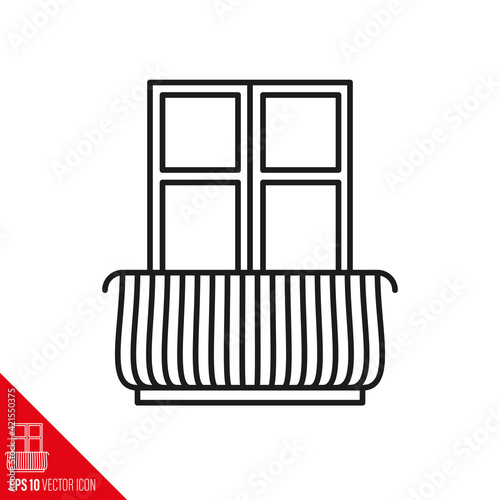 Window with french balcony vector line icon photo