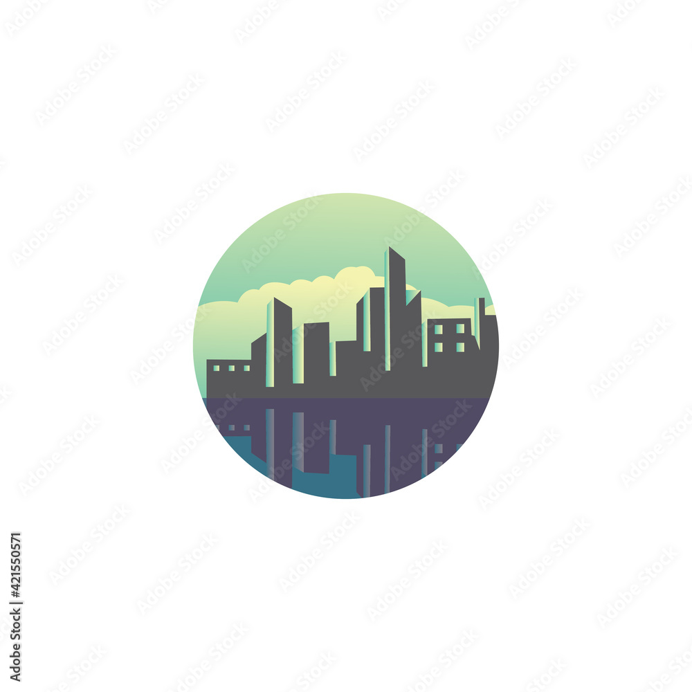 city ​​building design circle design vector illustration