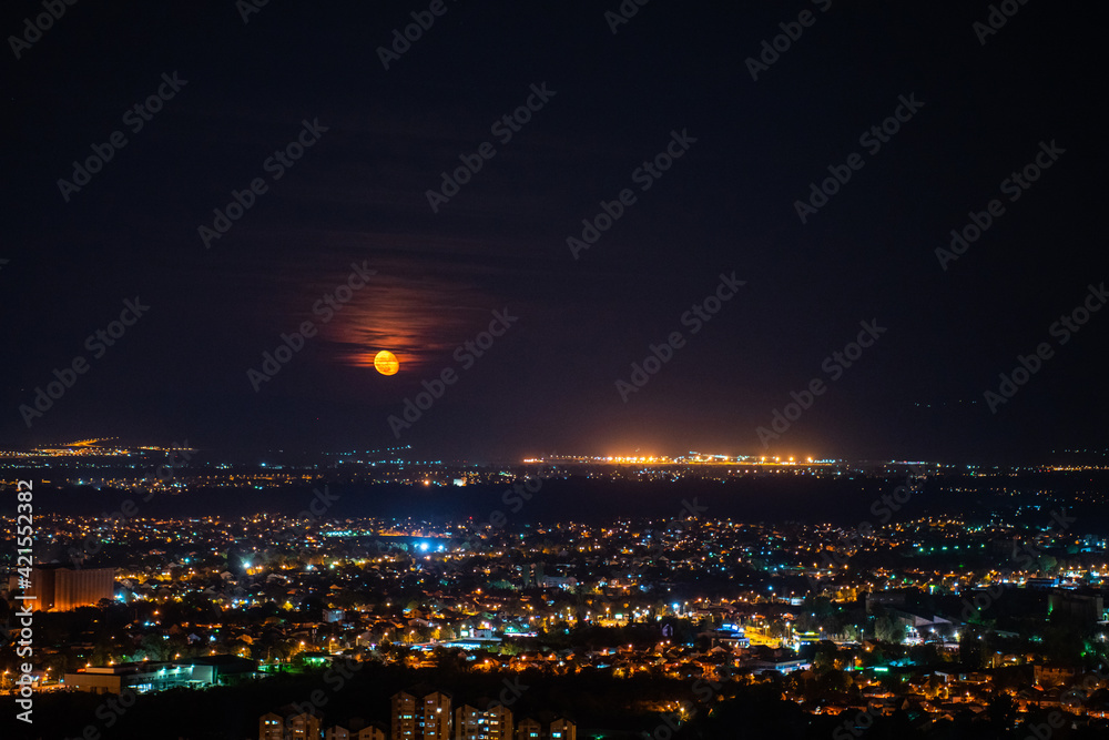 View of Skopje cityscape at night