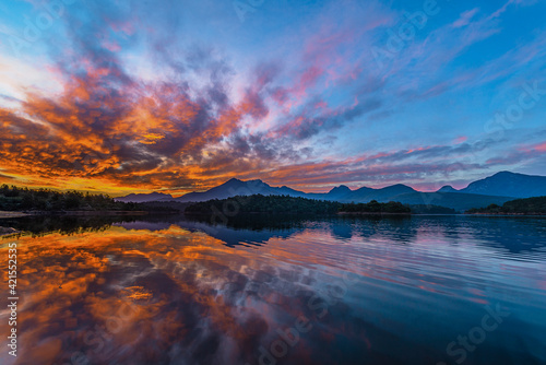 Sunset over the Garden Route dam outside George, Western Cape photo