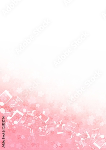 桜と音符の背景イラスト no.07