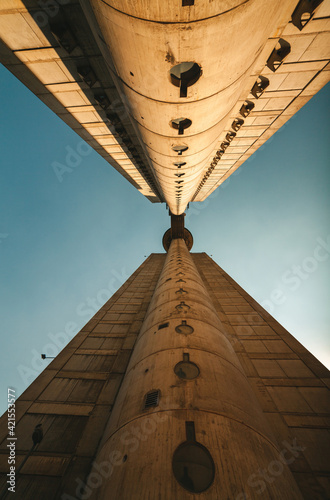 Low angle view of Genex Tower in Belgrade city