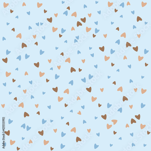 Seamless pattern of hearts on a blue background